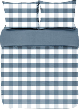 Dekbedovertrek EMMA, Stone washed check katoen, 240x220, blauw