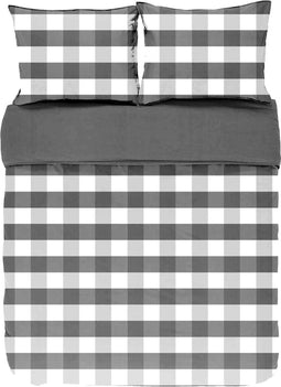 Dekbedovertrek EMMA, Stone washed check katoen, 240x220, grijs