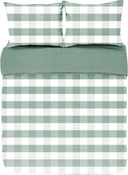 Dekbedovertrek EMMA, Stone washed check katoen, 240x220, groen