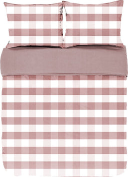 Dekbedovertrek EMMA, Stone washed check katoen, 240x220, mauve