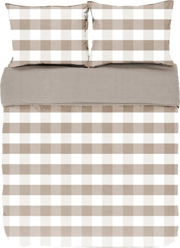 Dekbedovertrek EMMA, Stone washed check katoen, 240x220, taupe