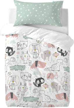 Dekbedovertrek set HappyFriday Moshi Moshi Best Buddies Multicolour Wieg voor baby's 2 Onderdelen