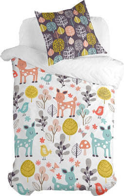 Dekbedovertrek set HappyFriday Moshi Moshi Woodland Multicolour Bed van 80 2 Onderdelen