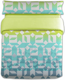 Dekbedovertrek set Hosteline HARRIS Groen Bed van 90 2 Onderdelen