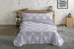 Dekbedovertrek set Hosteline Lineas Mauve Bed van 90 3 Onderdelen