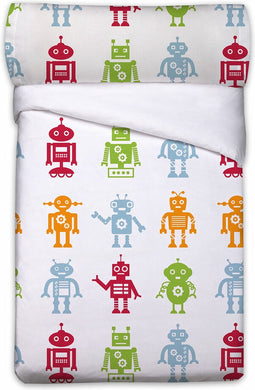 Dekbedovertrek set Pierre Cardin Robots Wit Bed van 90 3 Onderdelen