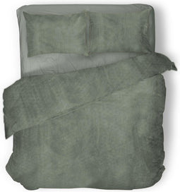 Dekbedovertrek Velvet Uni - Army Green - Dekbedovertrek 240x200/220 - Lits Jumeaux - Met 2 Kussenslopen 60x70 - Velours Dekbedovertrek