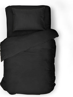 Dekbedovertrek Velvet Uni - Black - Dekbedovertrek 140x200/220 - 1 Persoons - Met Kussensloop 60x70 - Velours Dekbedovertrek