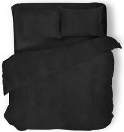 Dekbedovertrek Velvet Uni - Black - Dekbedovertrek 200x200/220 - 2 Persoons - Met 2 Kussenslopen 60x70 - Velours Dekbedovertrek