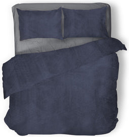 Dekbedovertrek Velvet Uni - Navy Blue - Dekbedovertrek 200x200/220 - 2 Persoons - Met 2 Kussenslopen 60x70 - Velours Dekbedovertrek