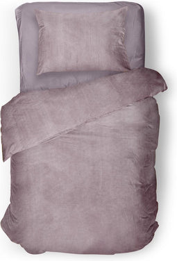 Dekbedovertrek Velvet Uni - Shady Pink - Dekbedovertrek 140x200/220 - 1 Persoons - Met Kussensloop 60x70 - Velours Dekbedovertrek