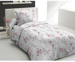 Dekbedovertrekset 140x200 cm HOME LINGE PASSION POMPADOUR: Dekbedovertrek + 1 kussensloop - 100% Katoen 57 Draden - Wit/roze