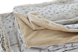 Deken DKD Home Decor Wild 130 x 170 x 2 cm Beige Wit Berg