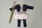 Dirkje - 3-delig Babysuit dress - Jurkje met vestje en legging - Navy + pink
