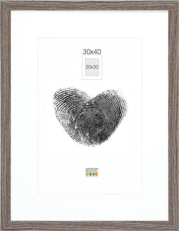 Deknudt Frames fotolijst - grijs met passe-partout - 20x30 / 30x40 cm