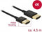 Delock 84775 HDMI-kabel HDMI Aansluitkabel HDMI-A-stekker, HDMI-A-stekker 4.50 m Zwart 4K UHD, Vergulde steekcontacten