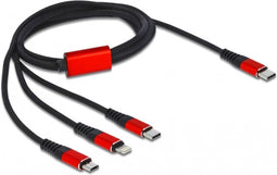 DeLOCK 86711 USB-kabel 1 meter USB 2.0 USB C USB C/Micro-USB B/Lightning Zwart, Rood