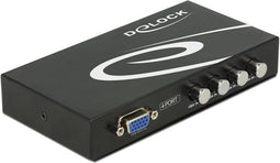Delock 87635 VGA-switch 4 poorten Bidirectioneel bruikbaar, Met metalen behuizing 1920 x 1440 Pixel