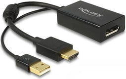DeLOCK premium HDMI naar DisplayPort actieve adapter - HDMI 1.4 / DP 1.2 (4K 30Hz) / zwart - 0,20 meter