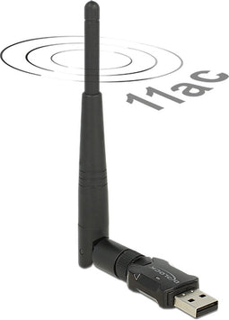 DeLOCK USB-A - WLAN / Wi-Fi dongle met externe antenne - Dual Band AC600 / 600 Mbps