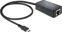 DeLOCK USB-C naar RJ45 Gigabit Ethernet LAN adapter - USB3.0 - CAT6 / zwart - 0,25 meter