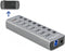 DeLOCK USB hub met 7+2 poorten en aan/uit schakelaars - USB3.0 / PD 27W - externe 12V voeding / grijs - 0,80 meter