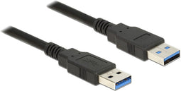 Delock USB-kabel USB 3.2 Gen1 (USB 3.0 / USB 3.1 Gen1) USB-A stekker, USB-A stekker 2.00 m Zwart Vergulde steekcontacte