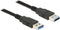 Delock USB-kabel USB 3.2 Gen1 (USB 3.0 / USB 3.1 Gen1) USB-A stekker, USB-A stekker 2.00 m Zwart Vergulde steekcontacte