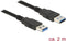 Delock USB-kabel USB 3.2 Gen1 (USB 3.0 / USB 3.1 Gen1) USB-A stekker, USB-A stekker 2.00 m Zwart Vergulde steekcontacte