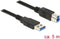 DeLOCK USB naar USB-B kabel - USB3.0 - tot 2A / zwart - 5 meter
