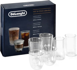 Delonghi Hot&Cold collectie, Set van 2 cappuccino, 2 cold brew, 2 thermische dubbelwandige glazen