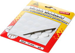 Deltafix Anti-krasvilt - 20x - wit - 17 mm - rond - zelfklevend - meubel beschermvilt