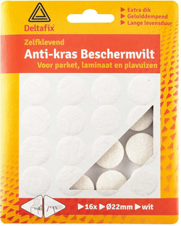 Deltafix Anti-krasvilt - 8x - wit - 28 mm - rond - zelfklevend - meubel beschermvilt