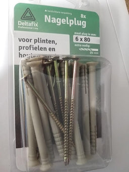 Deltafix nagelplug standaard grijs 6 x 80 mm 8 st.