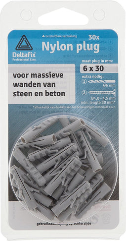 Deltafix nylon plug grijs 10 x 50 mm 10 st.