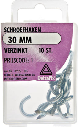 Deltafix Schroefhaak - open oog - verzinkt - 30 mm - set van 10 stuks