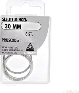 Deltafix sleutel toebehoren sleutelringen vernikkeld 30 mm 6 st.