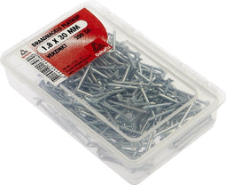 Deltafix. Spijkers. DRAAD NAGELS. PLATKOP. VERZINKT. 1.8X30 mm. lang. 200 Gram.