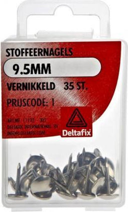 Deltafix STOFFEERNAGELS VERNIKKELD 9.5 mm. 35 Stuks stoel spijkers.bekleden.