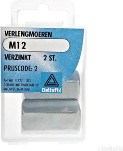 Deltafix verlengmoer verzinkt m12 din 6334 2 st.