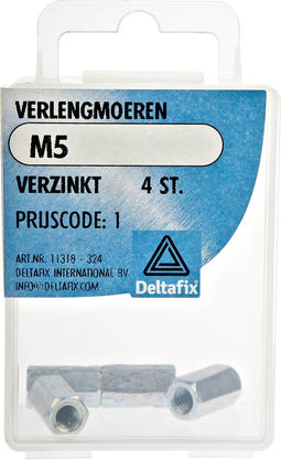 Deltafix verlengmoer verzinkt m5 din 6334 4 st.