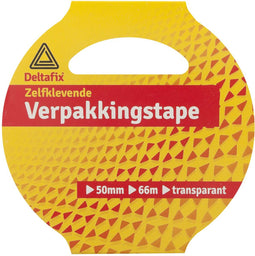 Deltafix verpakkingstape zelklevend pp in huls transparant 66 m x 50 mm