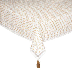 DELUXE tafelkleed Folk katoen oker - 140 x 240 cm - Katoen