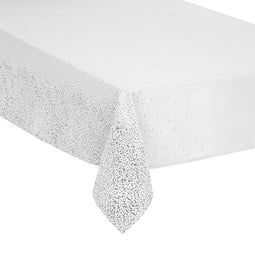 DELUXE tafelkleed - Leopard wit met zilver - 140 x 240 cm - Kersttafelkleed