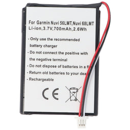 Garmin Nüvi 56LMT Nüvi 68LMT - Accu Li-ion 3.7V 700mAh 2.6Wh