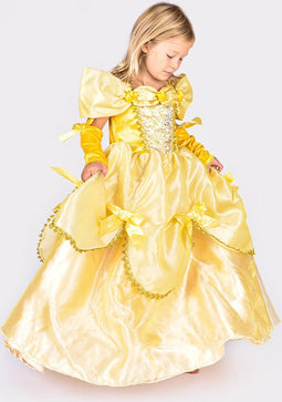 Den Goda Fen Verkleedkledij Belle - Jurk met arm handschoenen - 98-104cm - 2-4 jaar - Geel