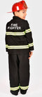 Den Goda Fen Verkleedkledij Brandweerman - Kostuum bestaande uit jas, broek, helm en bivakmuts - 110-116cm - 4-6 jaar - Zwart