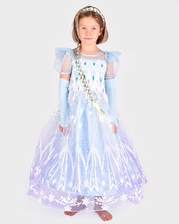 Den Goda Fen Verkleedkledij Frozen Prinses Jurk - 122-128cm - 6-8 jaar - Blauw