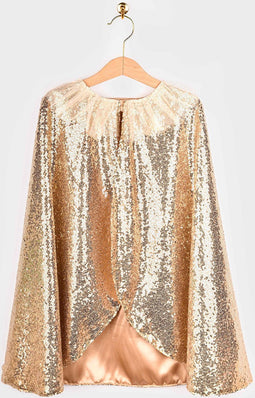 Den Goda Fen Verkleedkledij Lovertjes Fee - Cape, haarband en wand - 3-8 jaar - Goud