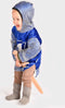 Den Goda Fen Verkleedkledij Ridder - Shirt in velvet met capuchon - 98-104cm - 2-4 jaar - Blauw